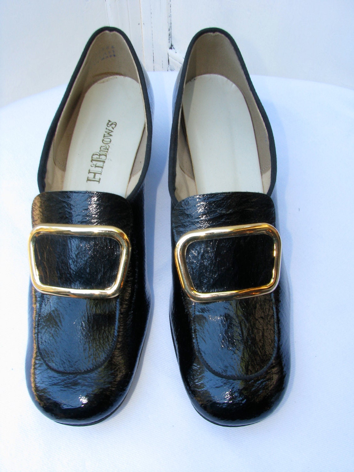 Vintage 1960s Black Big Buckle Shoes by by scooterbugrevival