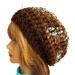 Browns and Teals Upcycled Boho Slouchy Beanie