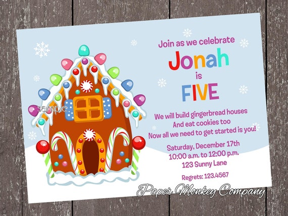 Christmas Gingerbread House Invitations - 1.00 each with envelope Il_570xn