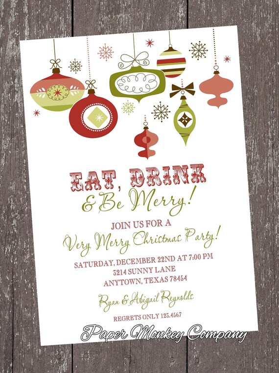 Holiday Christmas Invitation - 1.00 each with envelope Il_570xn