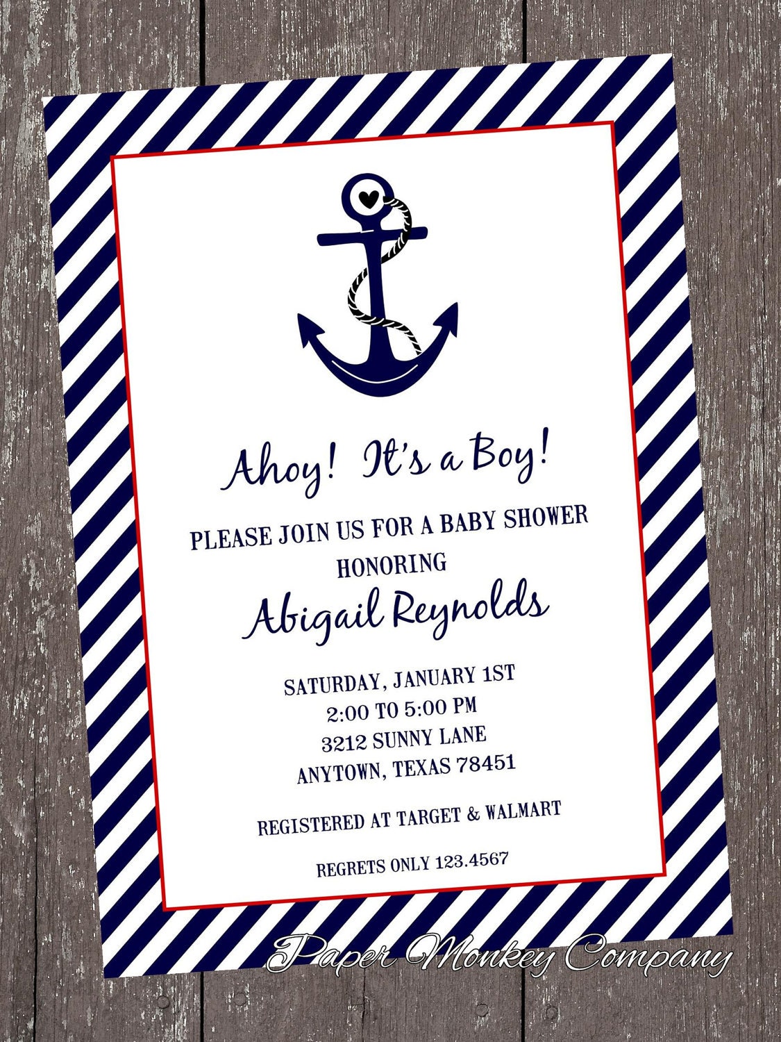 Nautical Baby Shower Invitations 1.00 each with by PMCInvitations