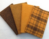 Hand Dyed Wool Felt, GOLDENROD , Four 6.5" x 16" pieces in Rich Golden Yellows
