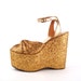 Glitter Platform Shoes Vintage 1970s Sandals Gold Seventies