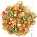 Deco Mesh FALL Wreath Orange Lime Hydrangeas Glitter Pumpkins Door Wreath