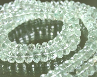10 AA Green Amethyst Prasiolite Faceted Rondelles 7mm - 8mm