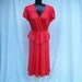 80s Orange Knit Peplum Dress size Medium VICKY VAUGHN