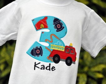 Firetruck Birthday Shirt - Firefighter Birthday Shirt - Fireman Birthday Shirt - Personalized Firetruck Shirt - Boys Shirt -Fire Engine