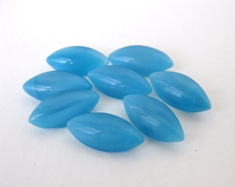 Vintage Glass Rhinestone Aqua Navette Moonstone Jewel 15x7mm rhs0335 (8)