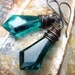 SALE Vintage lucite beads wire wrapped earrings blackened copper emerald green - Empire