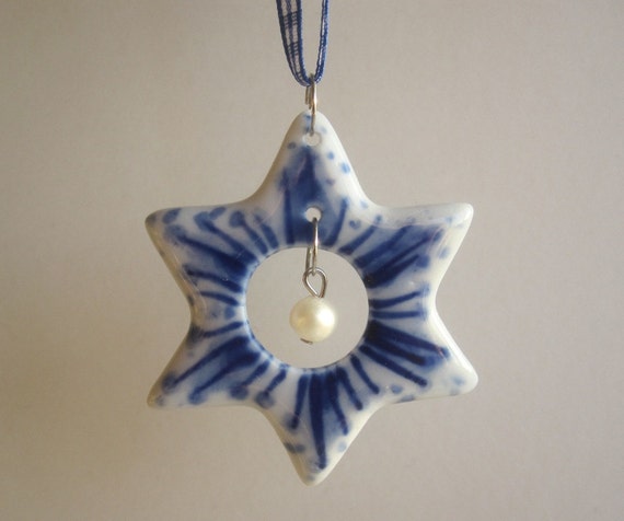 Delft Star ornament Hand painted Blue by Harrietsblueandwhite