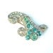 Antique Rhinestone Brooch Aqua Turquoise Blue Jewelry