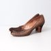 1950s Heels - Bronze Garland Peeptoe Heels Size 9