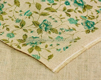 Fall Floral Garden, Choose Your Color - Natural Raw Linen, Sacking Fabric (Fat Quarter, 17x18 Inches)