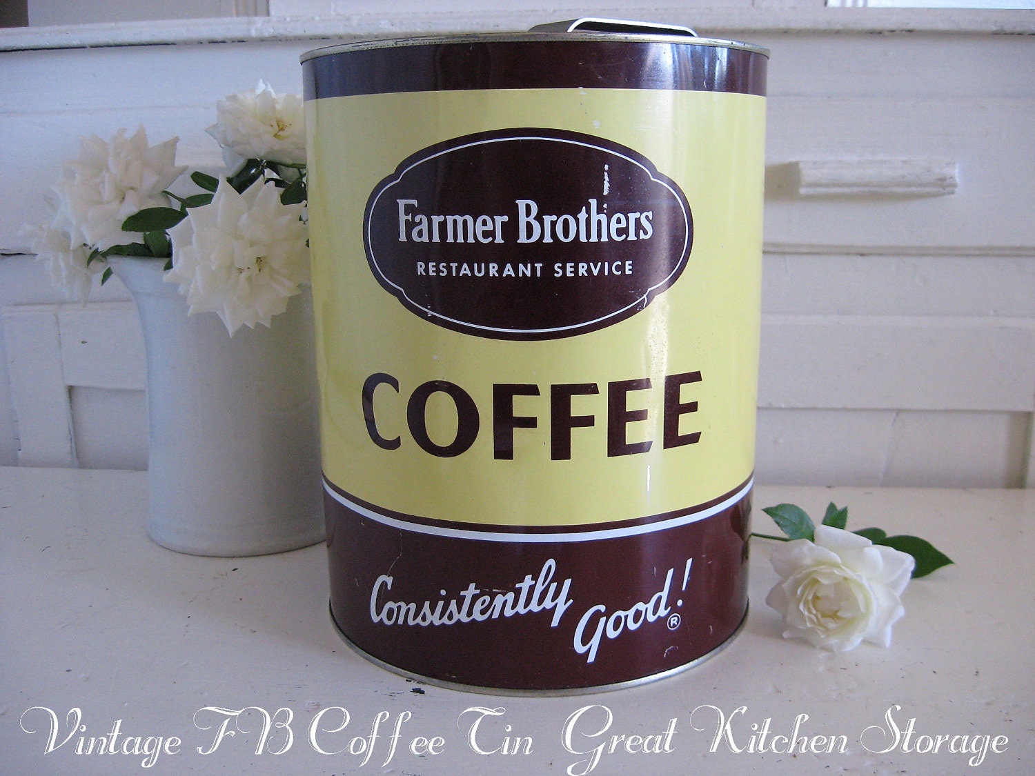 Vintage Coffee Tin Farmer Brothers Restaurant Size Ideal