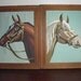 Vintage Painting Set HORSES Framed Paint by Number Pair In Wood Frames Southwestern