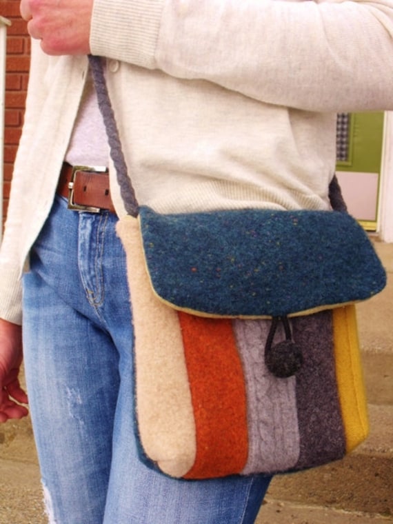 Recycled Wool Sweater Hip Messenger Bag-cross body strap - pdf Pattern