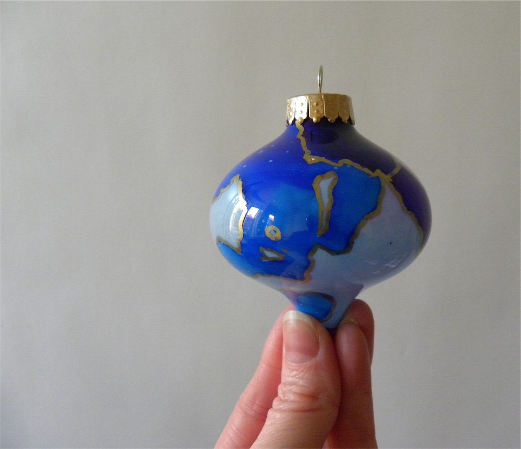 Hand Painted Glass Ornament by schemata on Etsy