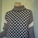 Black & White Triangles Sweater- 1990's Geometric Tunic Pullover in Cotton- Houndstooth and Stripes