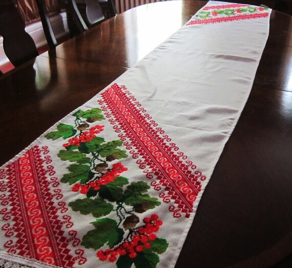 European extra long table runner traditional embroidery