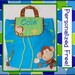 Personalized Toddler MONKEY Blue Quilted Backpack- Preschool, Day Care, Book Bag