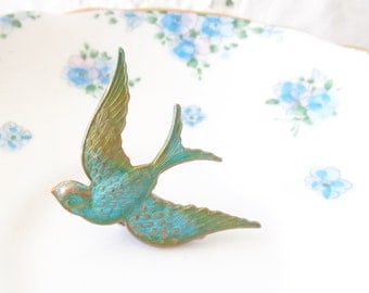 Verdigris Sparrow Hair Clip - Bird - Swallow Alligator Hair Clip - Whimsy - Whimsical - Woodland Wedding- Bridal Hair Accessory