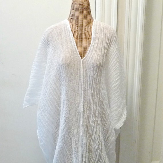 Swim Cover Up Knee Length Caftan White Beach Spa One by SavoyFaire