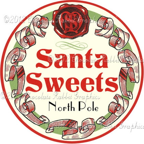 Vintage Christmas Candy Label Digital Download Printable Image