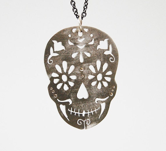 Items similar to Large Silver Sugar Skull on Etsy