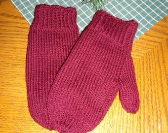 Red Wool Mittens with Flap Opening by prudysknits1 on Etsy