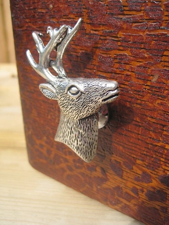 Deer Head Drawer Knobs in Silver Metal MK136