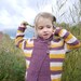 SALE - Girls Knitted Sweater - Shawl Collar Stripey Cardigan - seamless design - size 4-6 years - OOAK