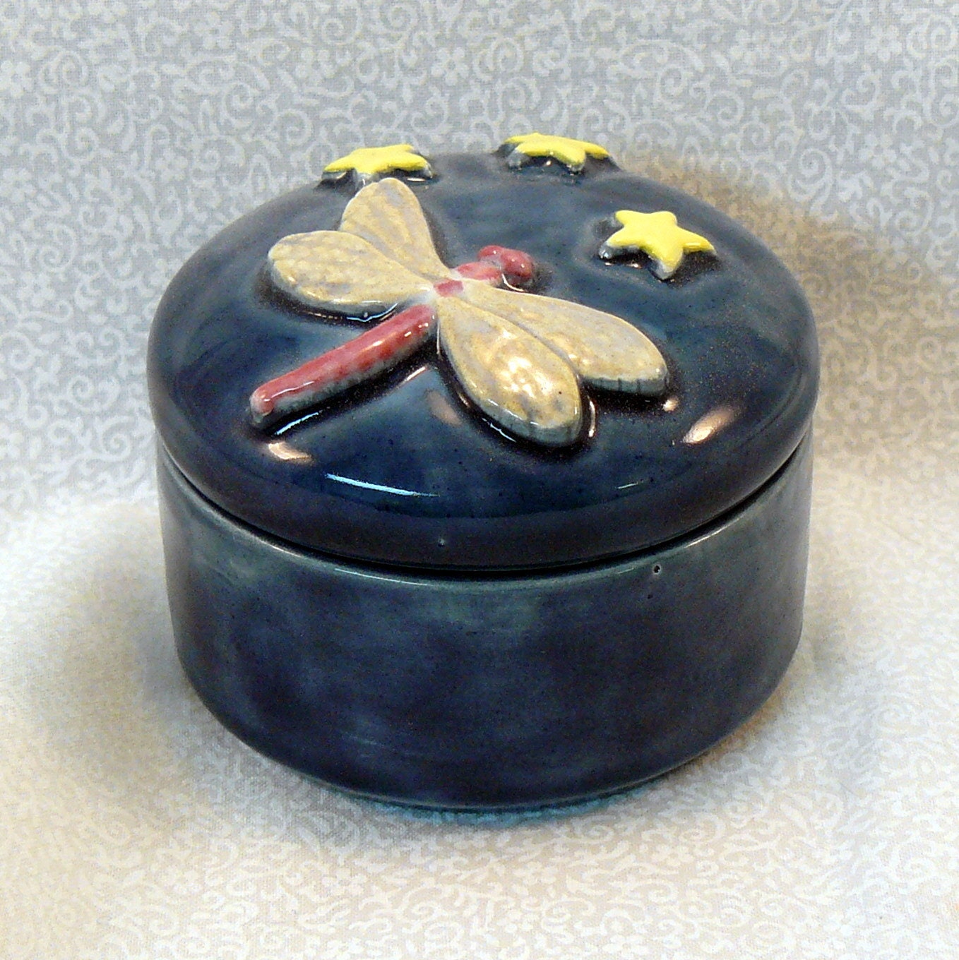 Ceramic Keepsake Box Starry Night Dragonfly