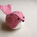 Raspberry Sherbet Pink Embroidered Wool Felt Bird