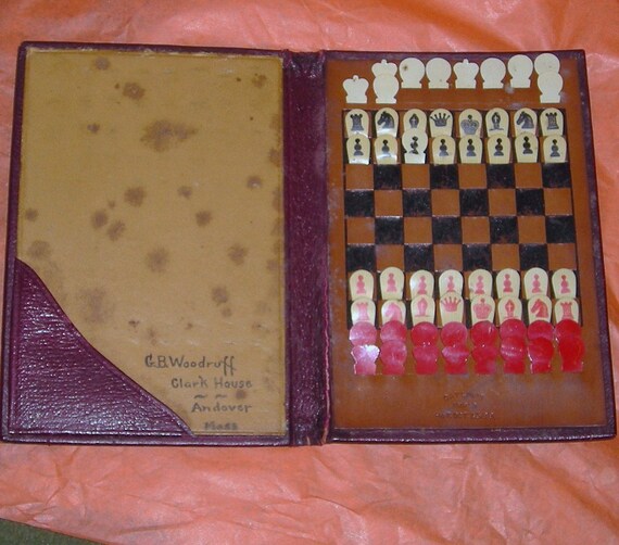 Antique Pocket Chess Game.....Catlin's... MIniature Chess