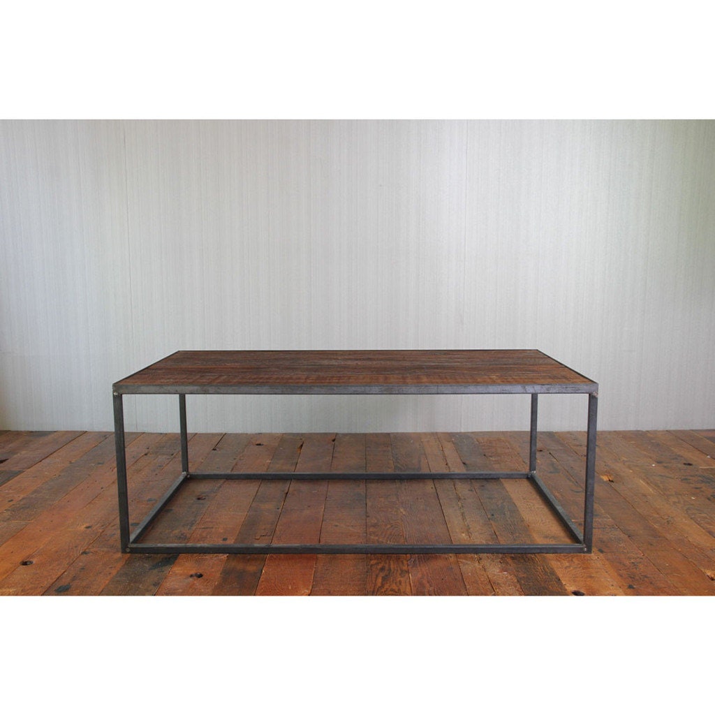 Reclaimed Wood and Steel Coffee Table Salvage Fir by CroftHouseLA