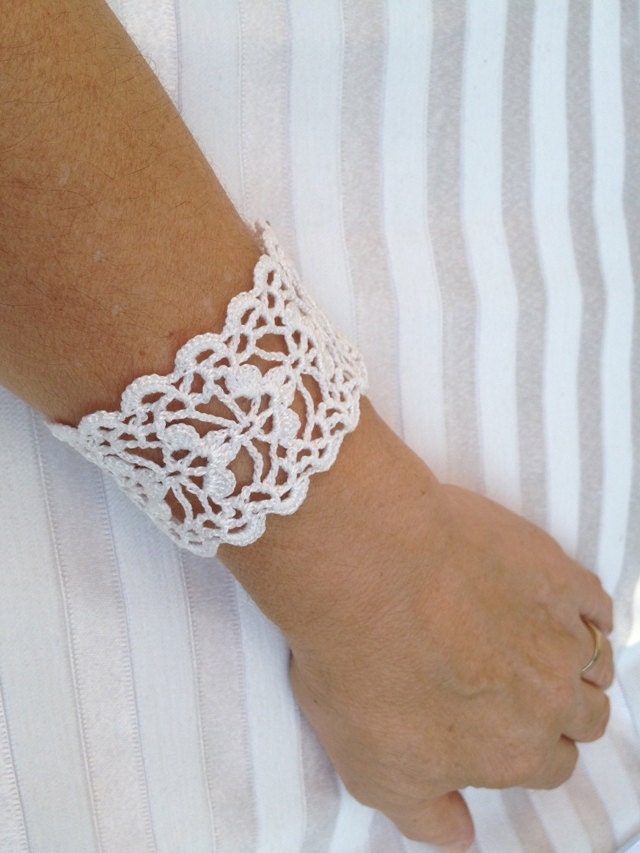 PDF Tutorial Crochet Pattern Lace Cuff Bracelet Wedding