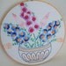 Bowl of Flowers Hoop wall art Vintage Embroidery Remake Mothers Day Gfit