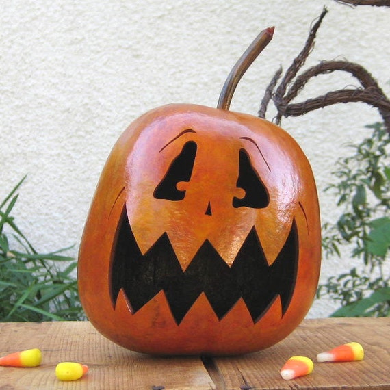 Halloween Gourd Jack O Lantern Natural Spooky by pinchmeboutique