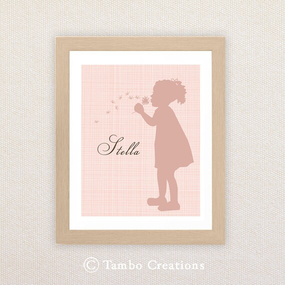 Printable Personalized Nursery Wall Art. Child Silhouette. Boy or Girl. Il_570xn