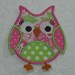 Owl Fabric Embroidered Iron On Applique Patch Ready to Ship