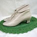 Vintage 80's White Ankle Boots 8 1/2 - Lace Up - Victorian - Granny - Wedding - Cuffed