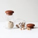 vintage teak top canister set / modern storage jar / set of 2