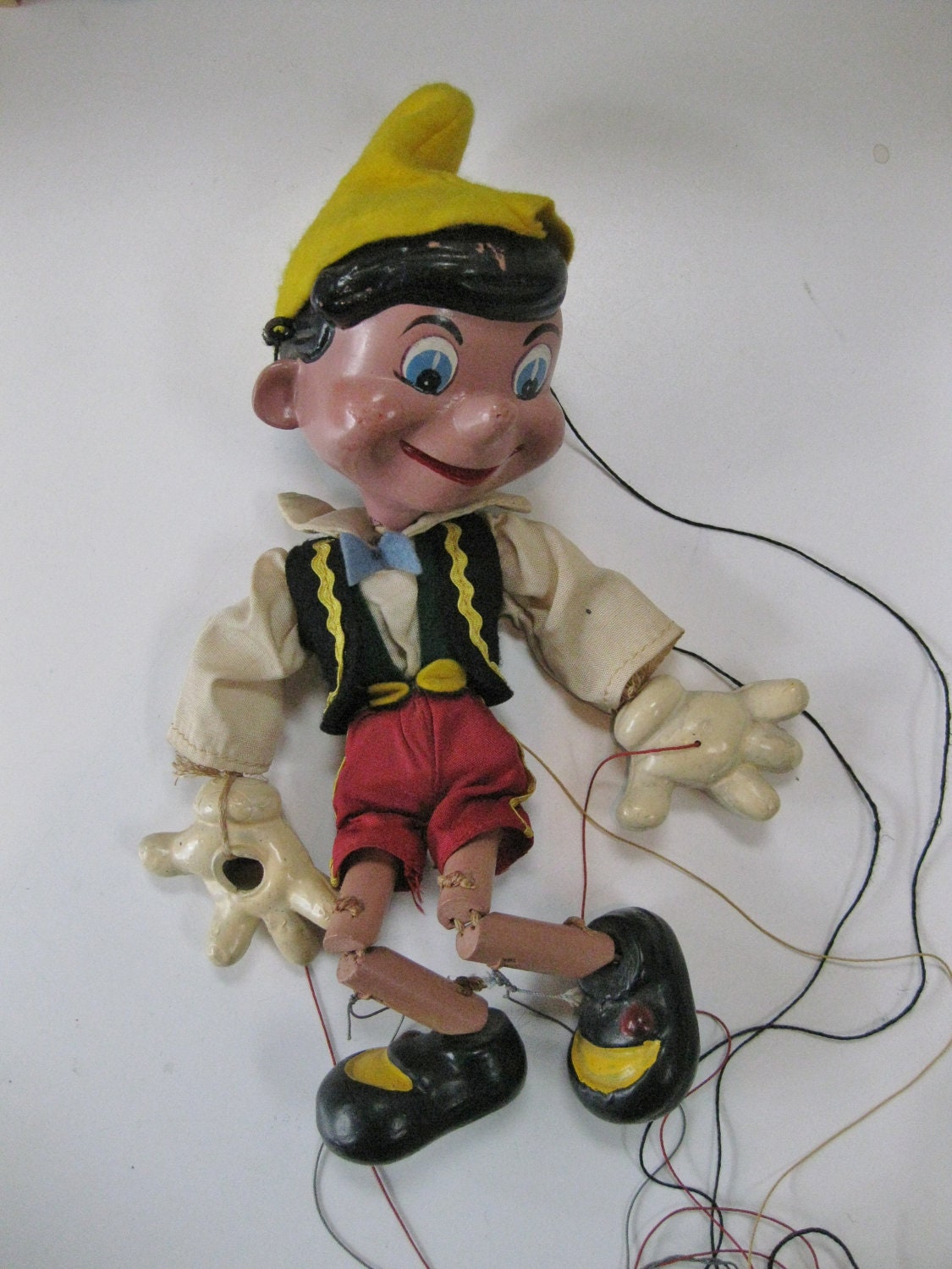 10 r composition of Pinocchio Puppet with Composition Marionette Vintage Fabric