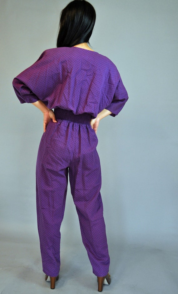 vintage 80s womens jumpsuit HAREM JUMPSUIT / Batwing Sleeve