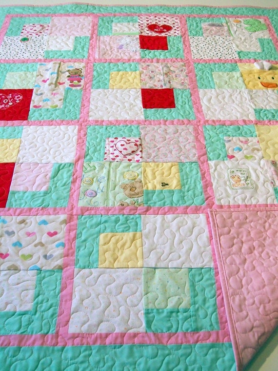 Onesie Quilt Baby Quilt Baby Clothes Quilt Lap by quiltsbykandy