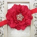 Red Flower Headband, Velvety Flower w/ Pearls & Red Crystals Headband or Hair Clip, The Eva, Baby Headband, Newborn Child Girls Headband