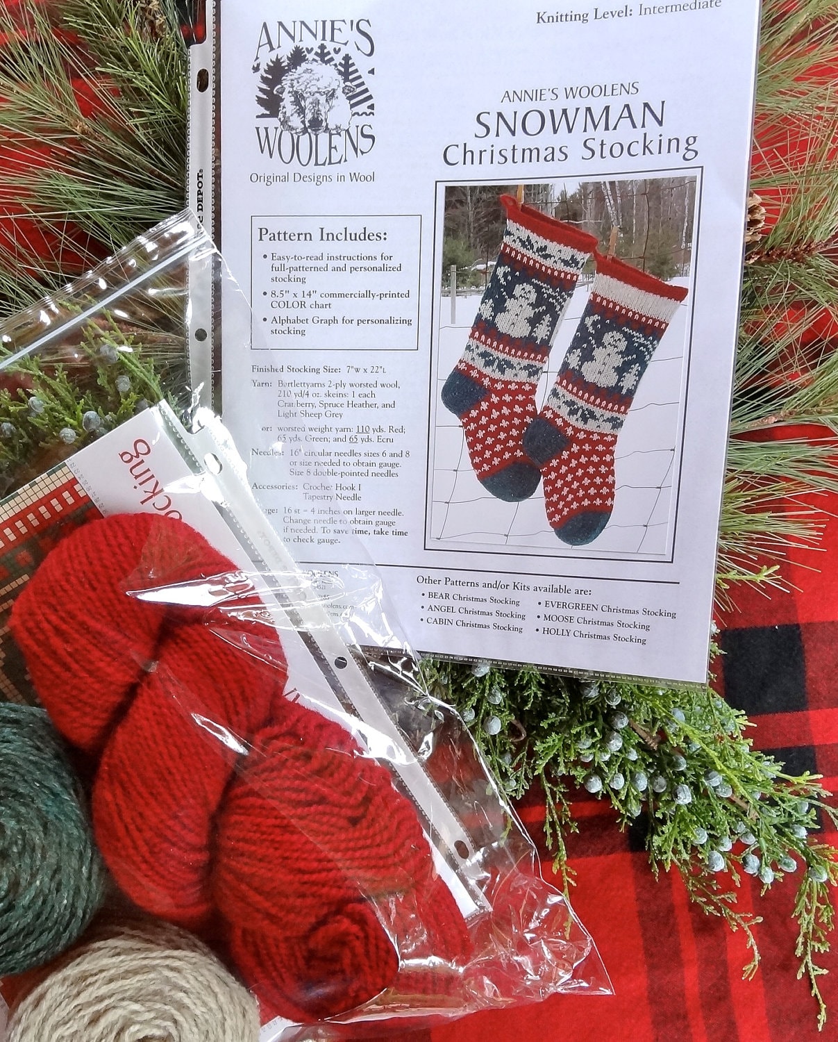 Knitted Snowman Christmas Stocking KIT with pattern by
