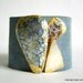 cuff bracelet pastel blue suede with trio of gilded shells - size 1