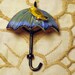 ORIGINAL by ROBERT Enameled Bird on Umbrella Brooch/Pin (B-4-1)