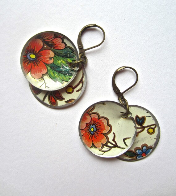 vintage tin earring upcycled tea tin jewelry luscious